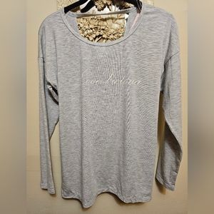 Love Victoria's Secret Open Criss Cross Back Lounge Top Shirt Women's NWT S Gray